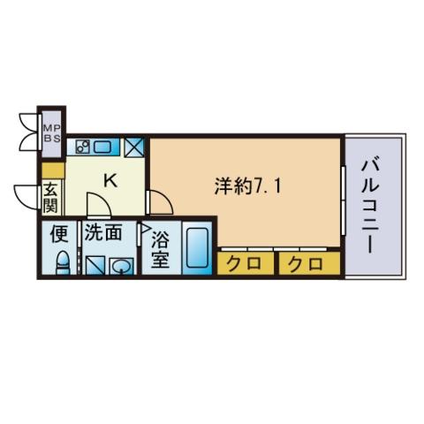 サヴォイテンジンクウォーター(1K/12階)の間取り写真