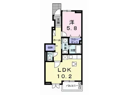 アバンツァート野村 II棟(1LDK/1階)の間取り写真