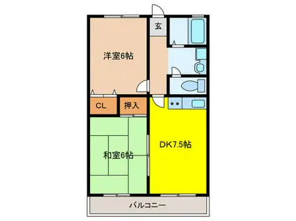 ベラカーサ野上(2DK/1階)の間取り写真