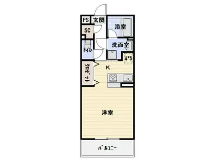 パルテール(ワンルーム/2階)の間取り写真