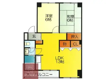 シャンボール鶴見(2LDK/4階)の間取り写真