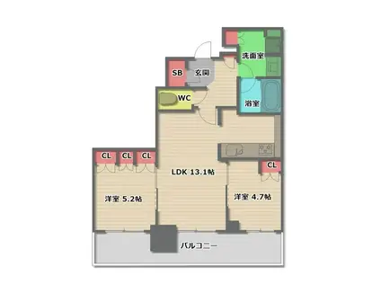 ブランズタワー梅田ノース(2LDK/8階)の間取り写真