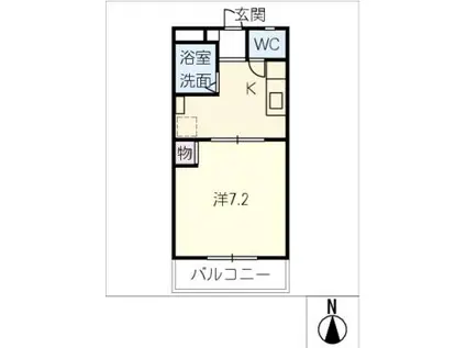 コーポグランデ立花(1K/2階)の間取り写真