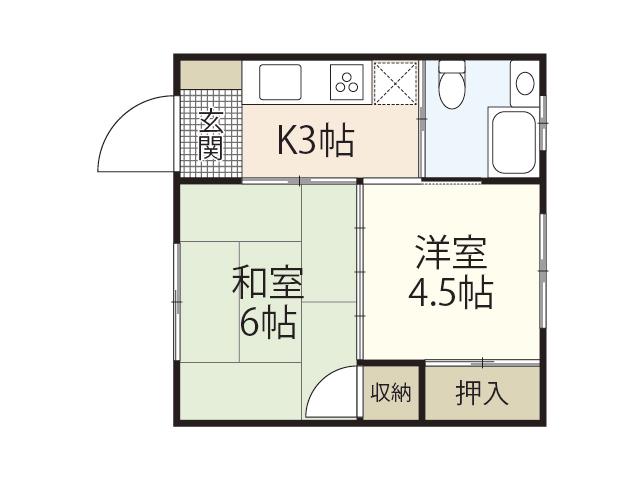 鹿川ビル(2K/3階)の間取り写真