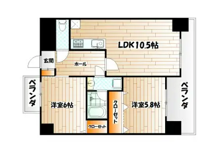 フィオレンティーナ(2LDK/10階)の間取り写真