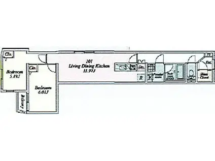 FABRIC大森町(2LDK/1階)の間取り写真