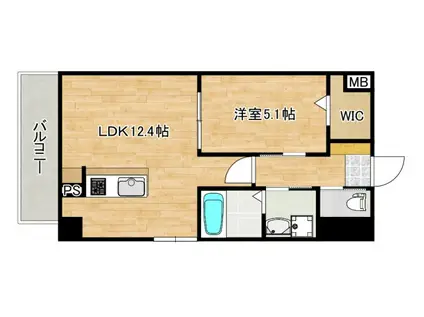 BOARDWALK府中(1LDK/4階)の間取り写真