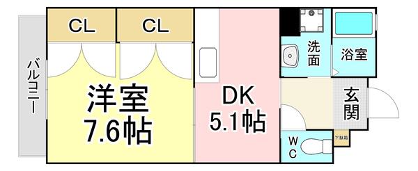 REZIA小倉(1DK/4階)の間取り写真