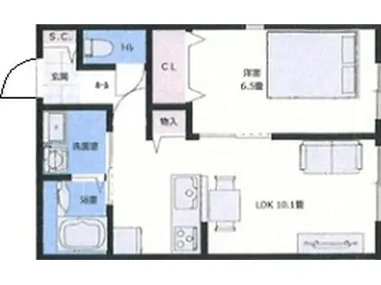 ミモザ荘(1LDK/1階)の間取り写真