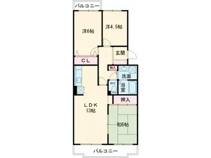 マッティーナ神戸弐番館(3LDK/1階)の間取り写真