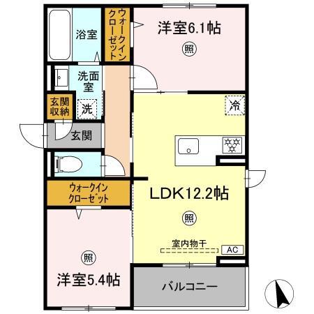 リートネージュ(2LDK/2階)の間取り写真