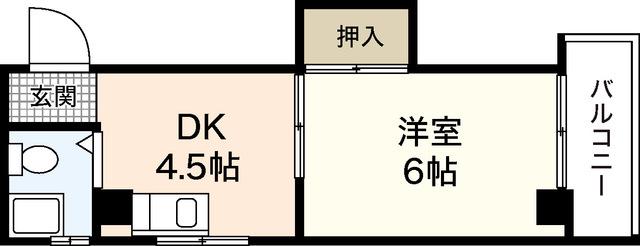 玉井ビル(1DK/2階)の間取り写真