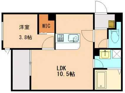 CRECIA片野II(1LDK/2階)の間取り写真