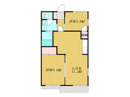 グリーンヒル常盤台(2LDK/1階)の間取り写真