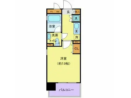 アクロス目黒(1K/11階)の間取り写真