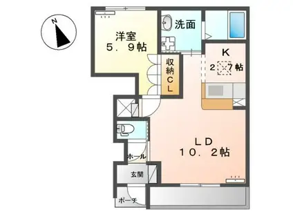 ヴィーブルハイツA(1LDK/1階)の間取り写真