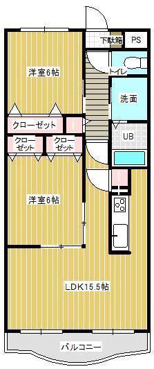 アンシャンテ(2LDK/2階)の間取り写真