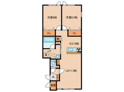 SEEDV(2LDK/2階)の間取り写真