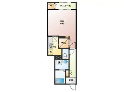 サンシルクトゥーミー(1K/1階)の間取り写真