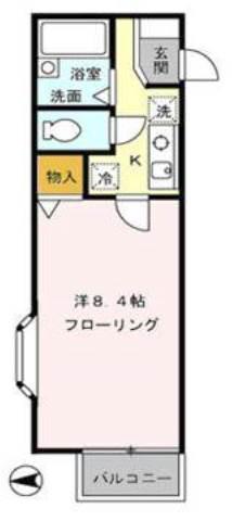 ウェルカム(1K/2階)の間取り写真