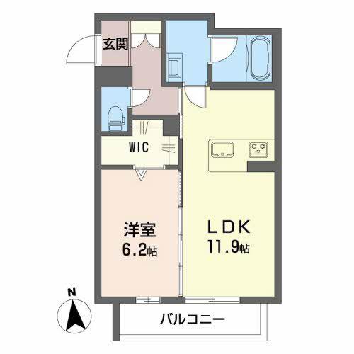 ル シマン(1LDK/4階)の間取り写真