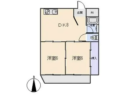 ハイツ柿田(2DK/2階)の間取り写真