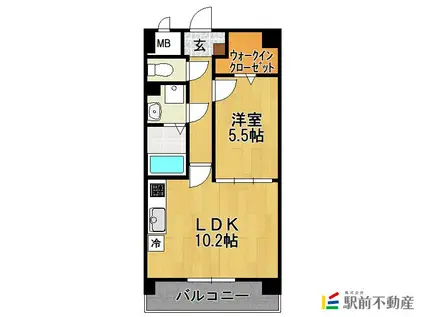 エスペランサ久留米駅前(1LDK/2階)の間取り写真