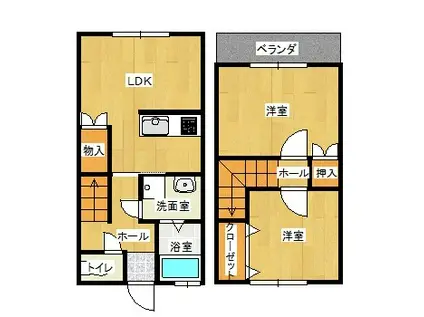 ハッピーガーデン若葉(2LDK/1階)の間取り写真