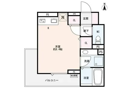 ONES (ワンルーム/2階)の間取り写真