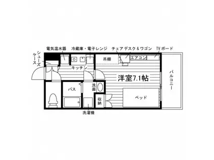 学生会館 カサブランカ白新(1K/3階)の間取り写真