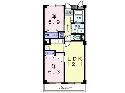 プロスペリティ(2LDK/2階)の間取り写真