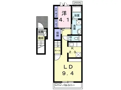 カレント沖(1LDK/2階)の間取り写真