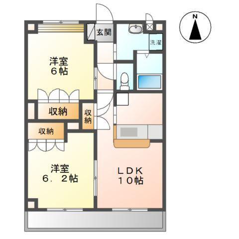 ベルステージ(2LDK/2階)の間取り写真