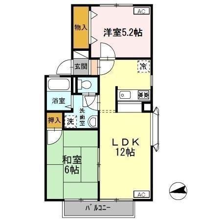 コートダジュールTIIA棟(2LDK/2階)の間取り写真