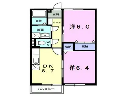 セピアコート(2DK/2階)の間取り写真