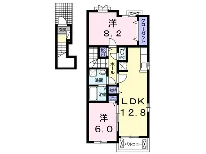 ウィステリアII(2LDK/2階)の間取り写真