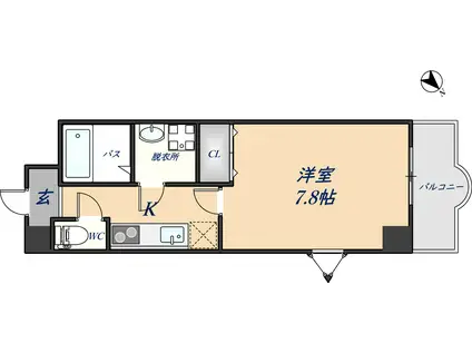 ルミエール八尾駅前(1K/3階)の間取り写真