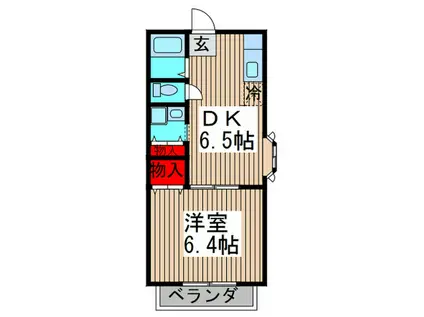 ハイムコスモス(1DK/2階)の間取り写真