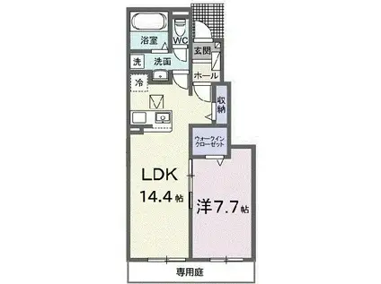 グラン エース(1LDK/1階)の間取り写真