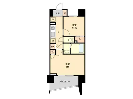 HF仙台長町レジデンス(2K/4階)の間取り写真