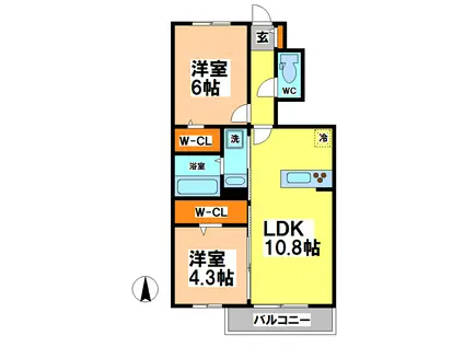 上連雀5丁目(2LDK/1階)の間取り写真