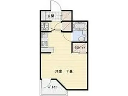 メッセ幸(ワンルーム/3階)の間取り写真