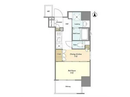 ORME COURT NIPPORI イースト(1DK/6階)の間取り写真