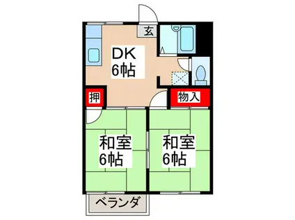 メゾン・マキ第一(2DK/2階)の間取り写真