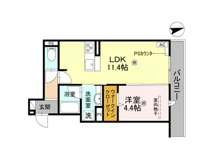 クレッシェンドVI(1LDK/3階)の間取り写真