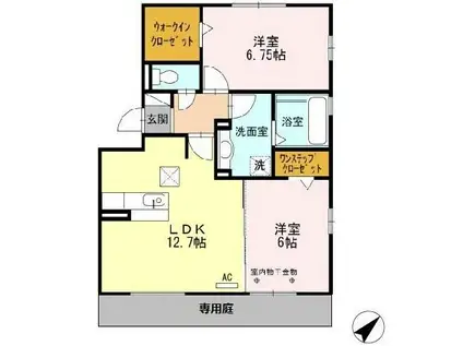 ル・クプルC棟(2LDK/1階)の間取り写真