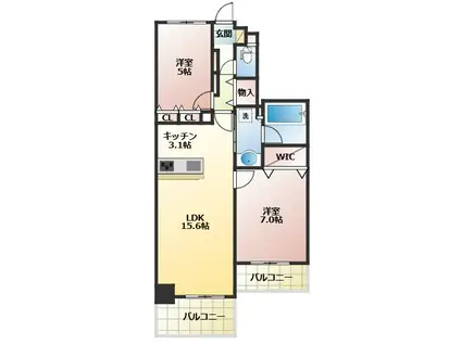 西明石貸しマンション(2LDK/11階)の間取り写真