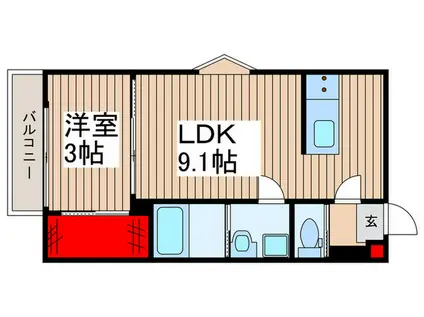KEIAI RESIDENCEせんげん台III(1LDK/3階)の間取り写真