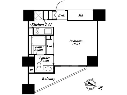 ベルファース目黒(ワンルーム/6階)の間取り写真