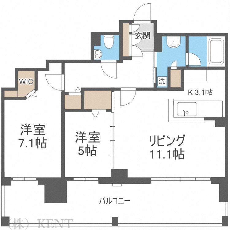 円山ザ・レジデンス(2LDK/15階)の間取り写真